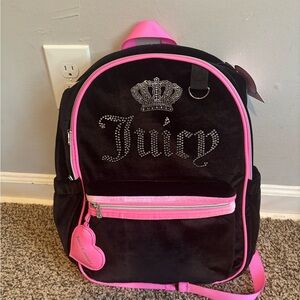 Juicy Couture Black Backpack with Pink Trim